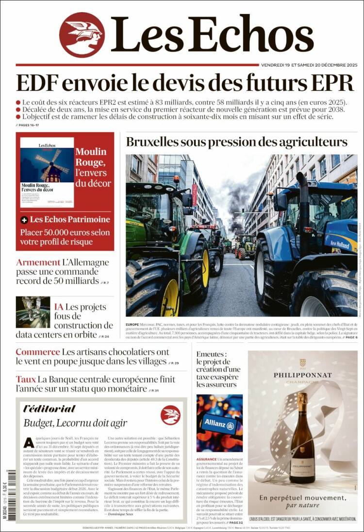Portada de Les Echos (Francia)