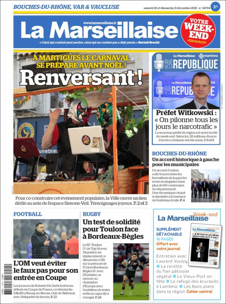 Portada de La Marseillaise (Francia)