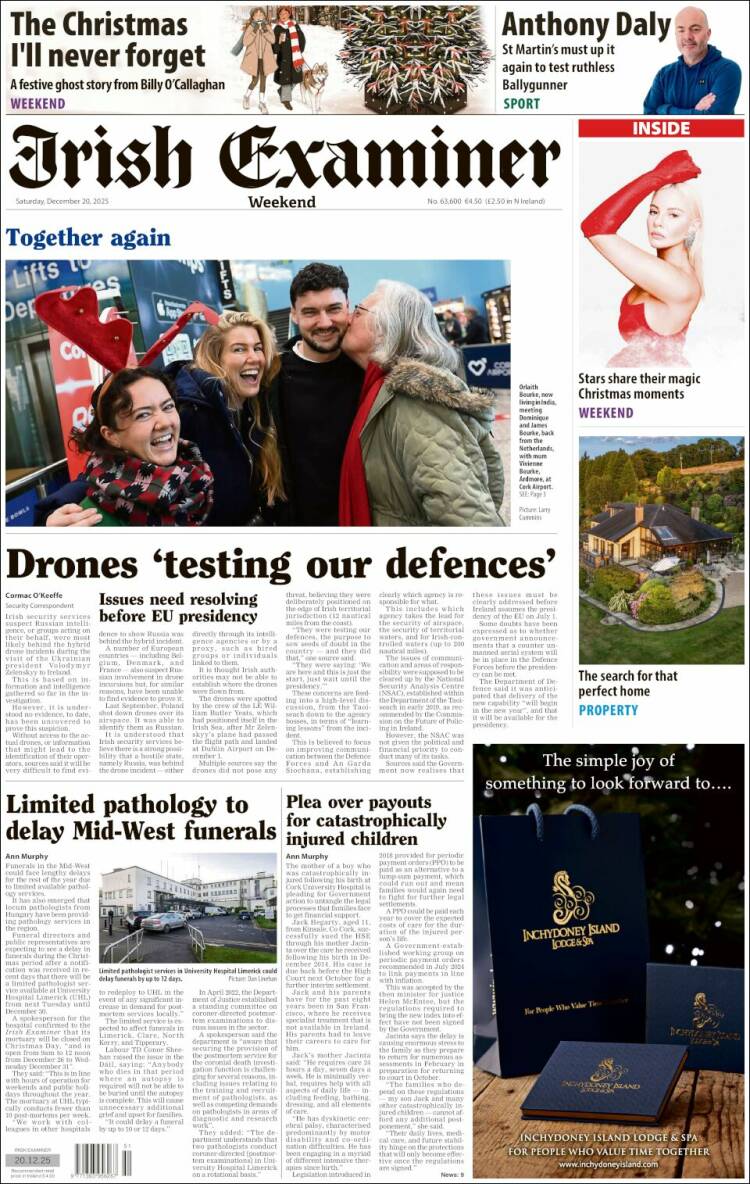 Portada de Irish Examiner (Irlanda)