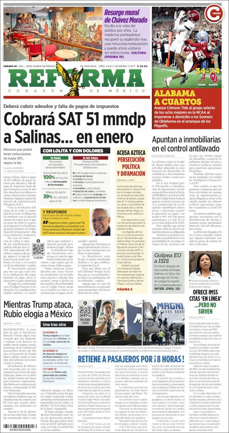 Portada de Reforma (M&eacute;xico)