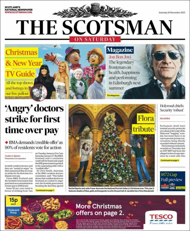 Portada de The Scotsman (Reino Unido)