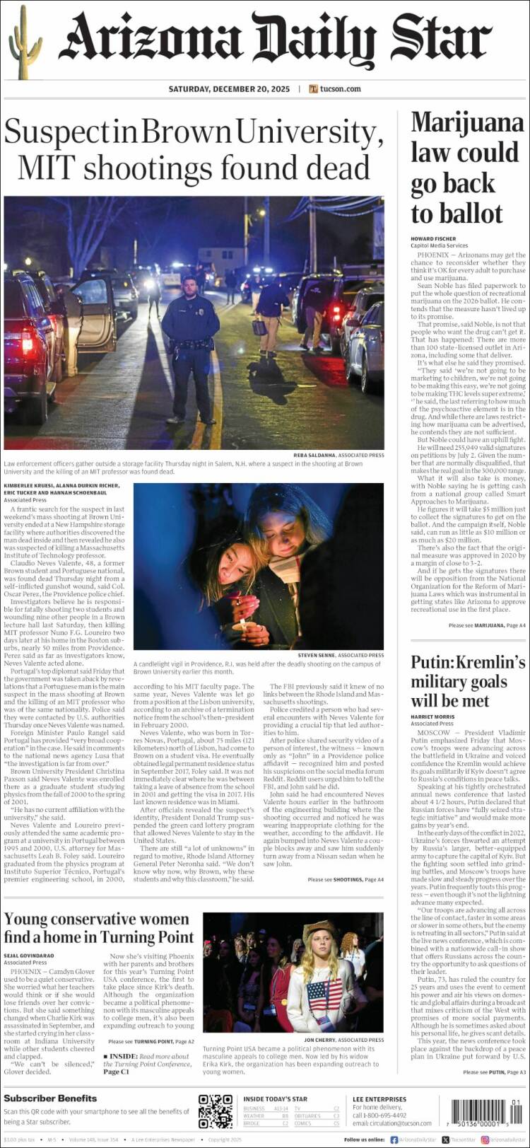 Portada de Arizona Daily Star (USA)