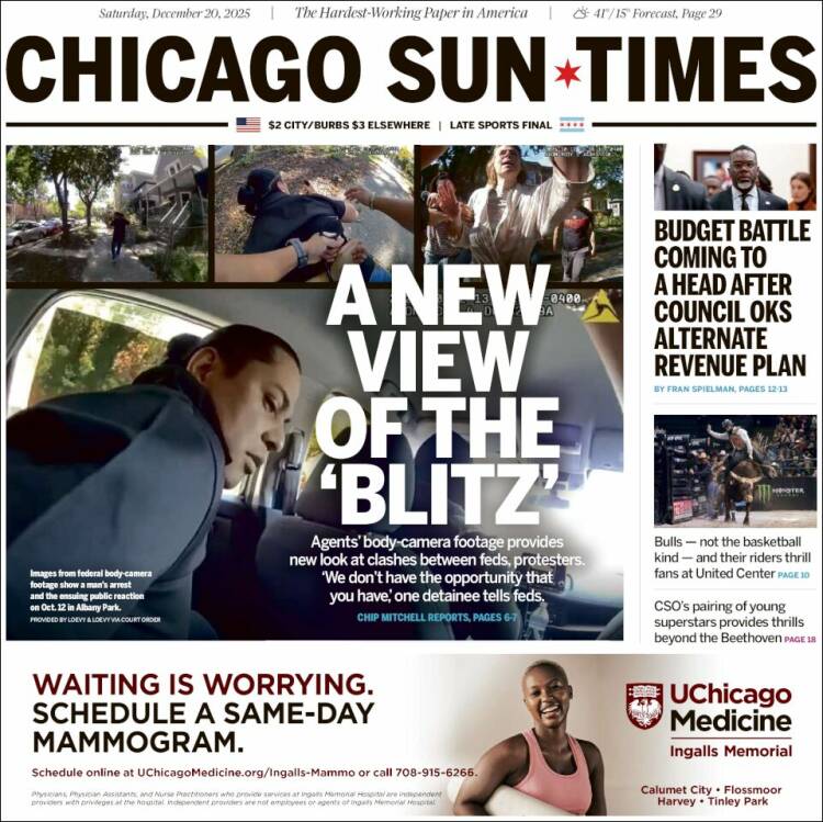Portada de Chicago Sun-Times (USA)