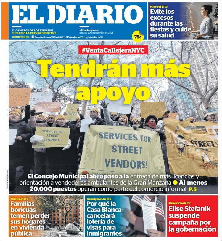 Portada de El Diario NY (USA)