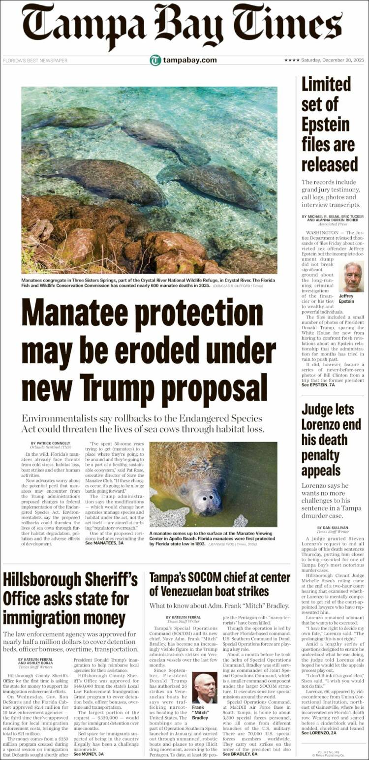 Portada de Tampa Bay Times (USA)