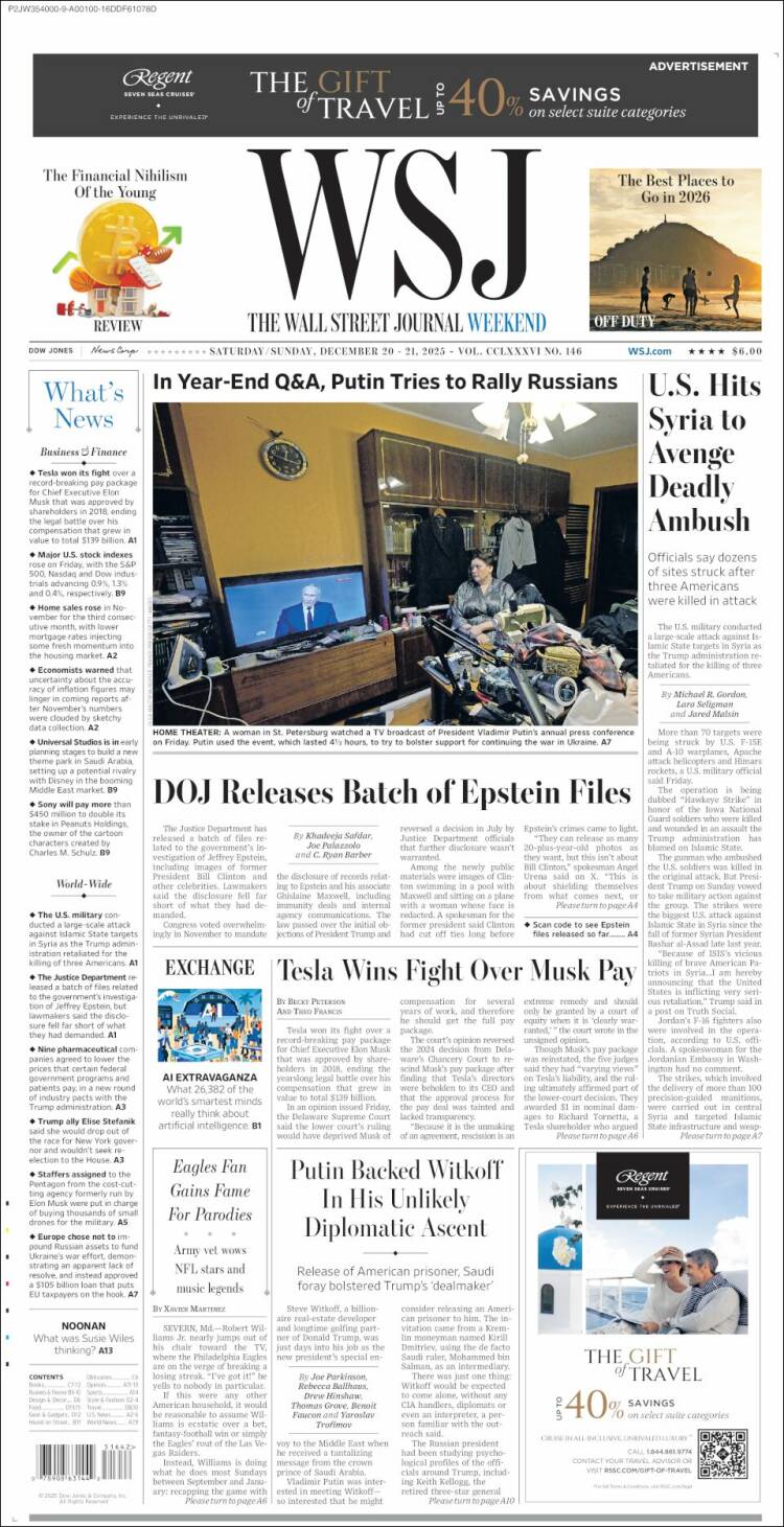 Portada de Wall Street Journal (USA)