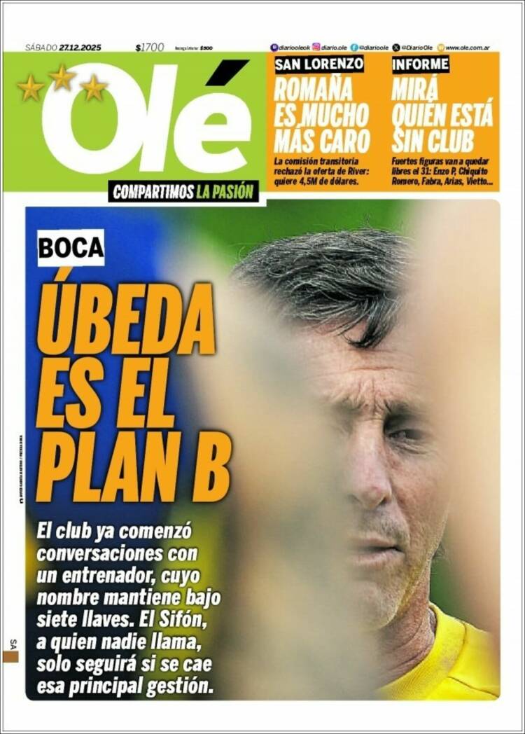 Portada de Olé (Argentina)