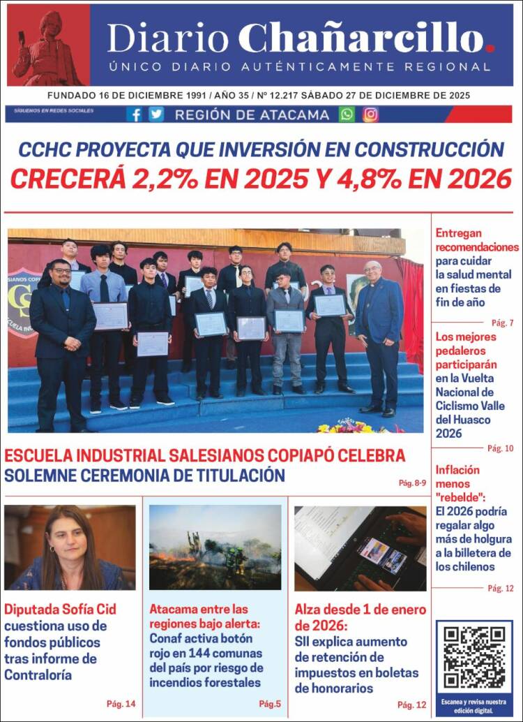 Portada de Diario Chañarcillo (Chile)