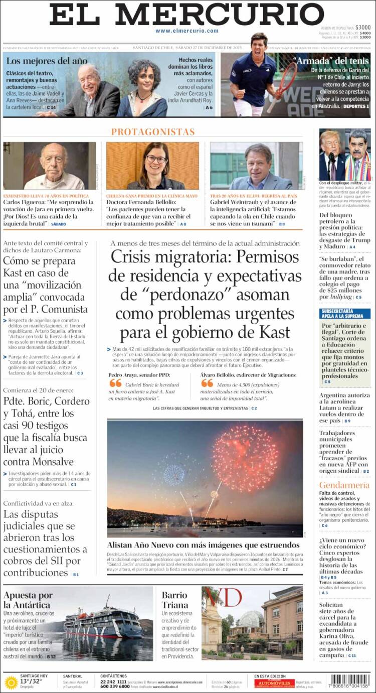 Portada de El Mercurio (Chile)