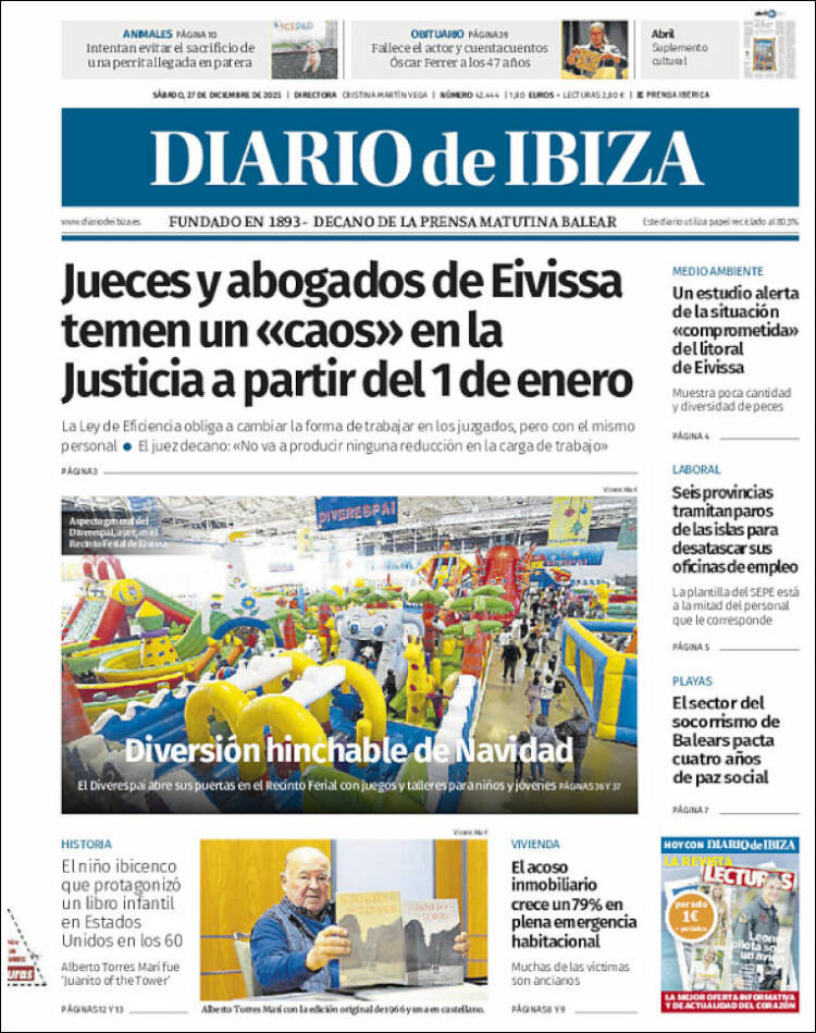Portada de Diario de Ibiza (Espa&ntilde;a)