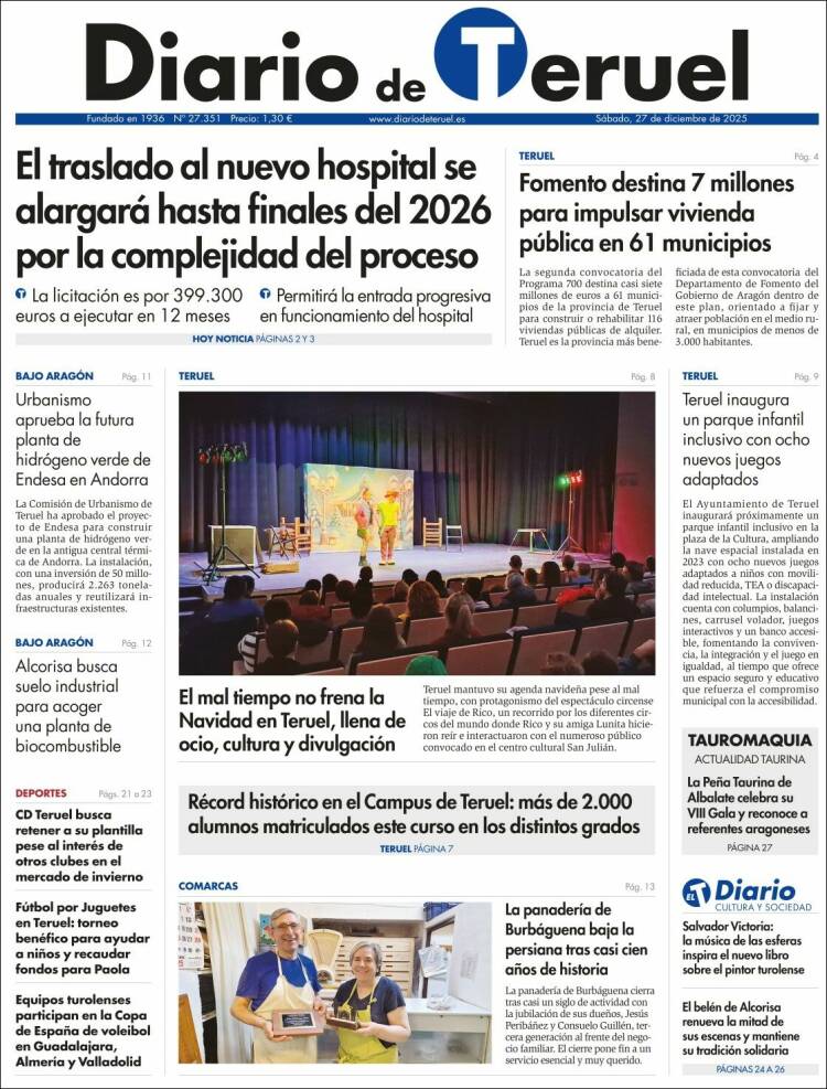 Portada de Diario de Teruel (Espa&ntilde;a)