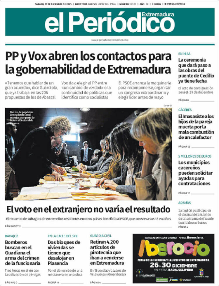 Portada de El Periódico de Extremadura (Espa&ntilde;a)