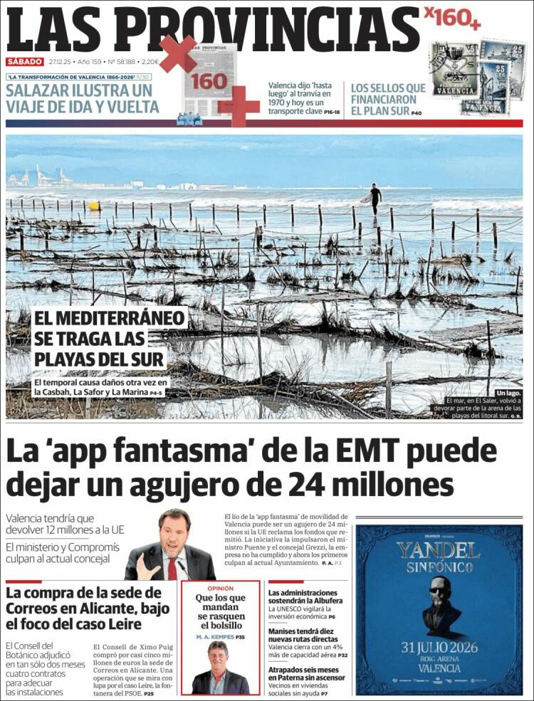 Portada de Las Provincias (Espa&ntilde;a)