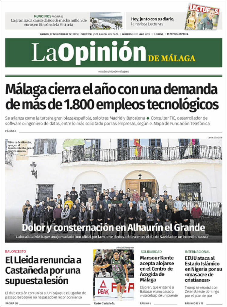 Portada de La Opinión de Málaga (Espa&ntilde;a)