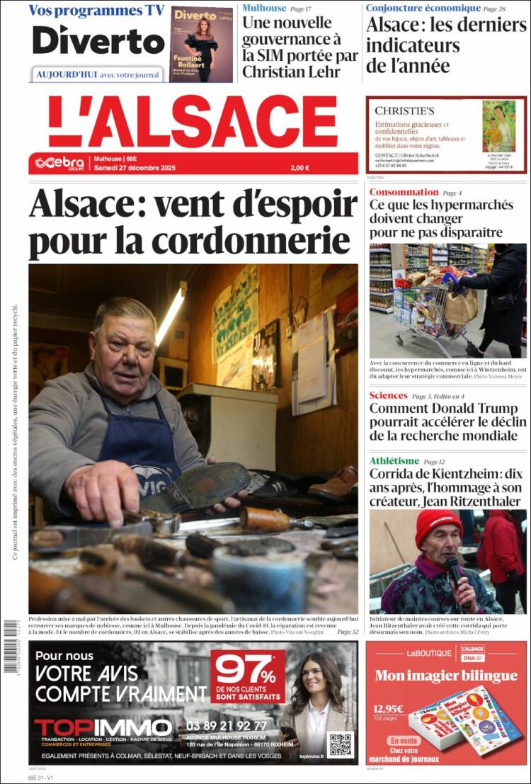 Portada de Journal L'Alsace (Francia)