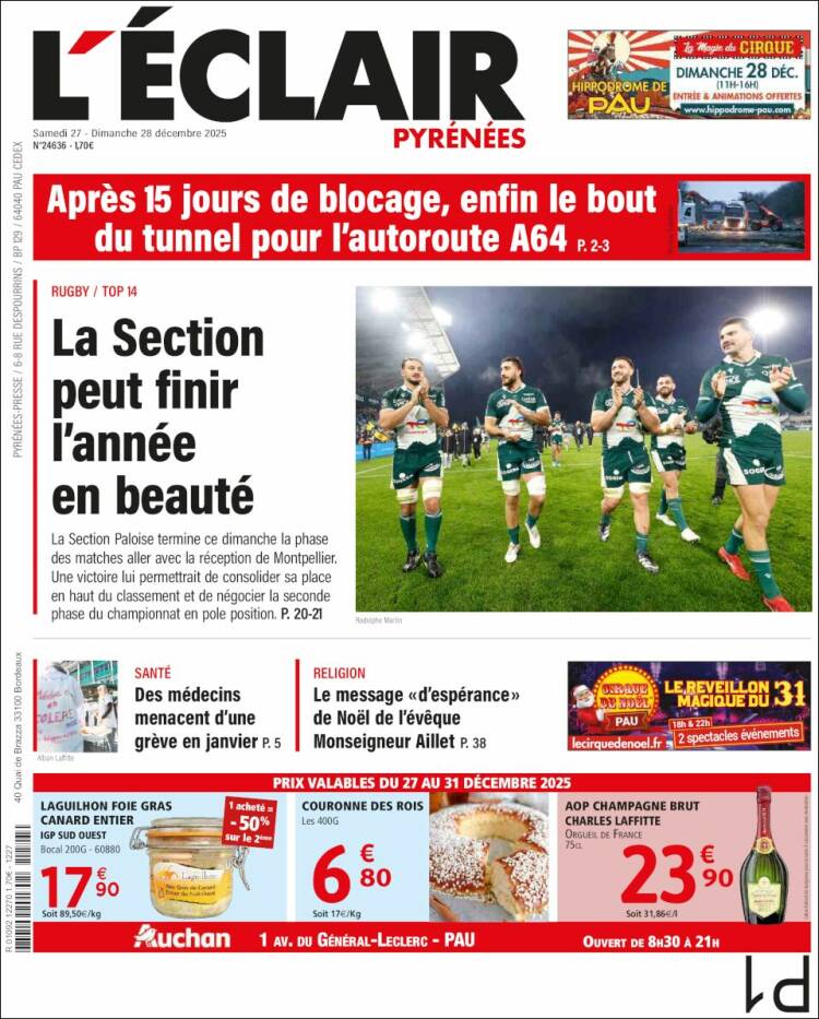 Portada de L'Eclair des Pyrénées (Francia)