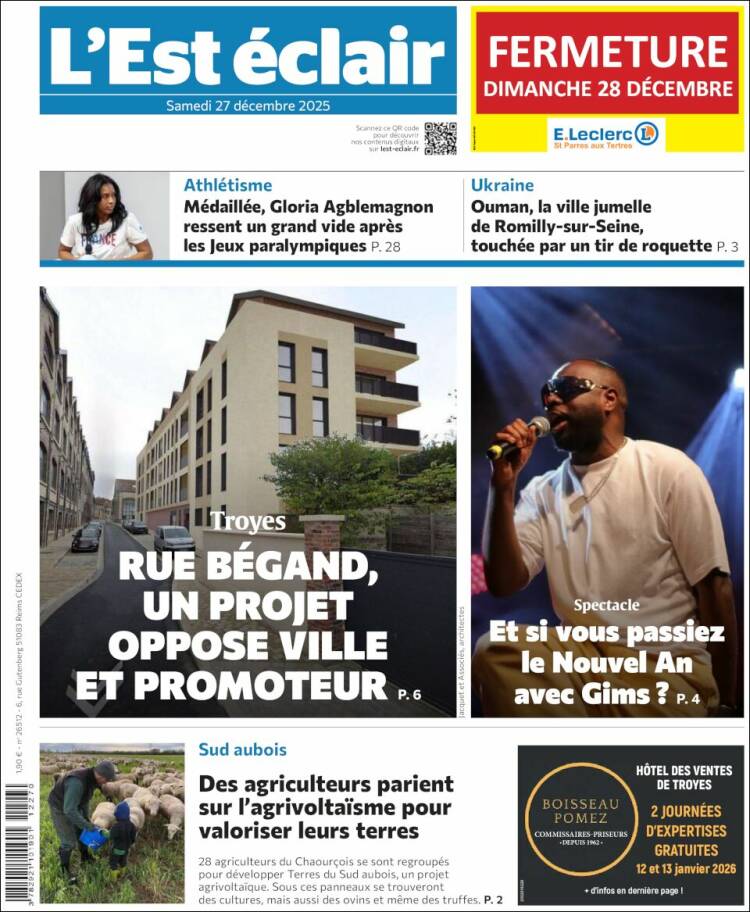 Portada de L'Est Eclair (Francia)