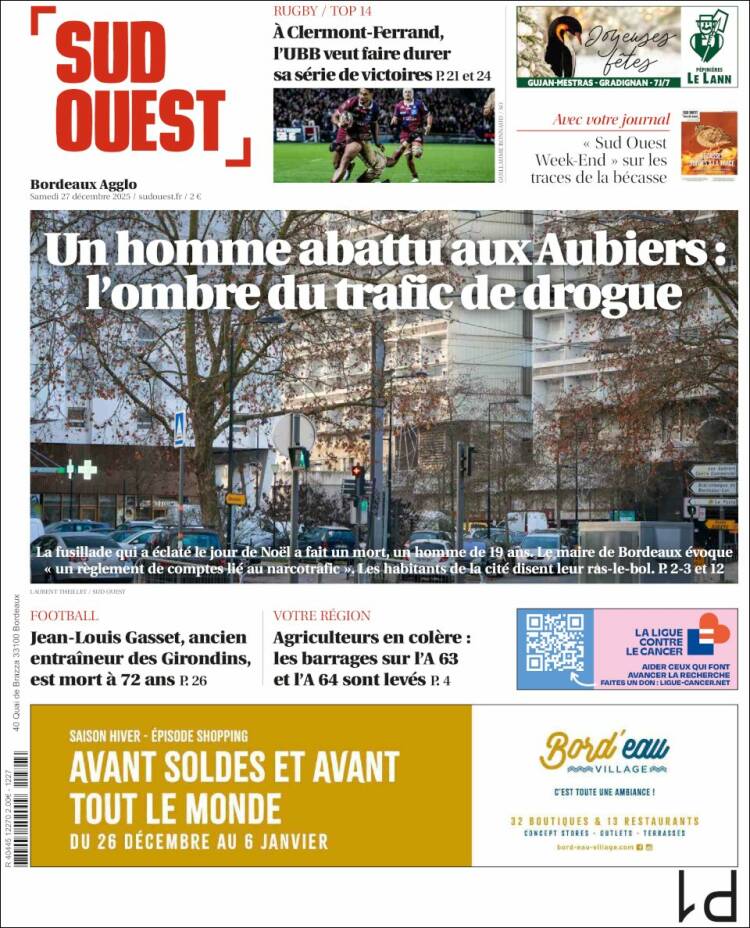 Portada de Sud Ouest (Francia)