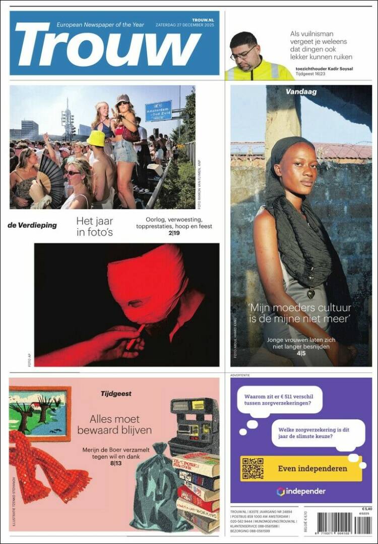 Portada de Trouw (Pa&iacute;ses Bajos)