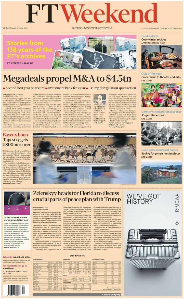 Portada de Financial Times (Reino Unido)