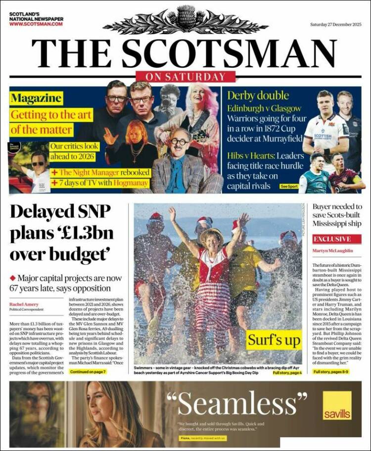 Portada de The Scotsman (Reino Unido)