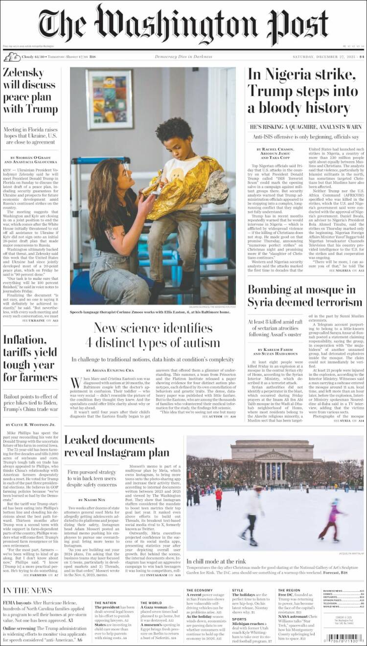 Portada de The Washington Post (USA)