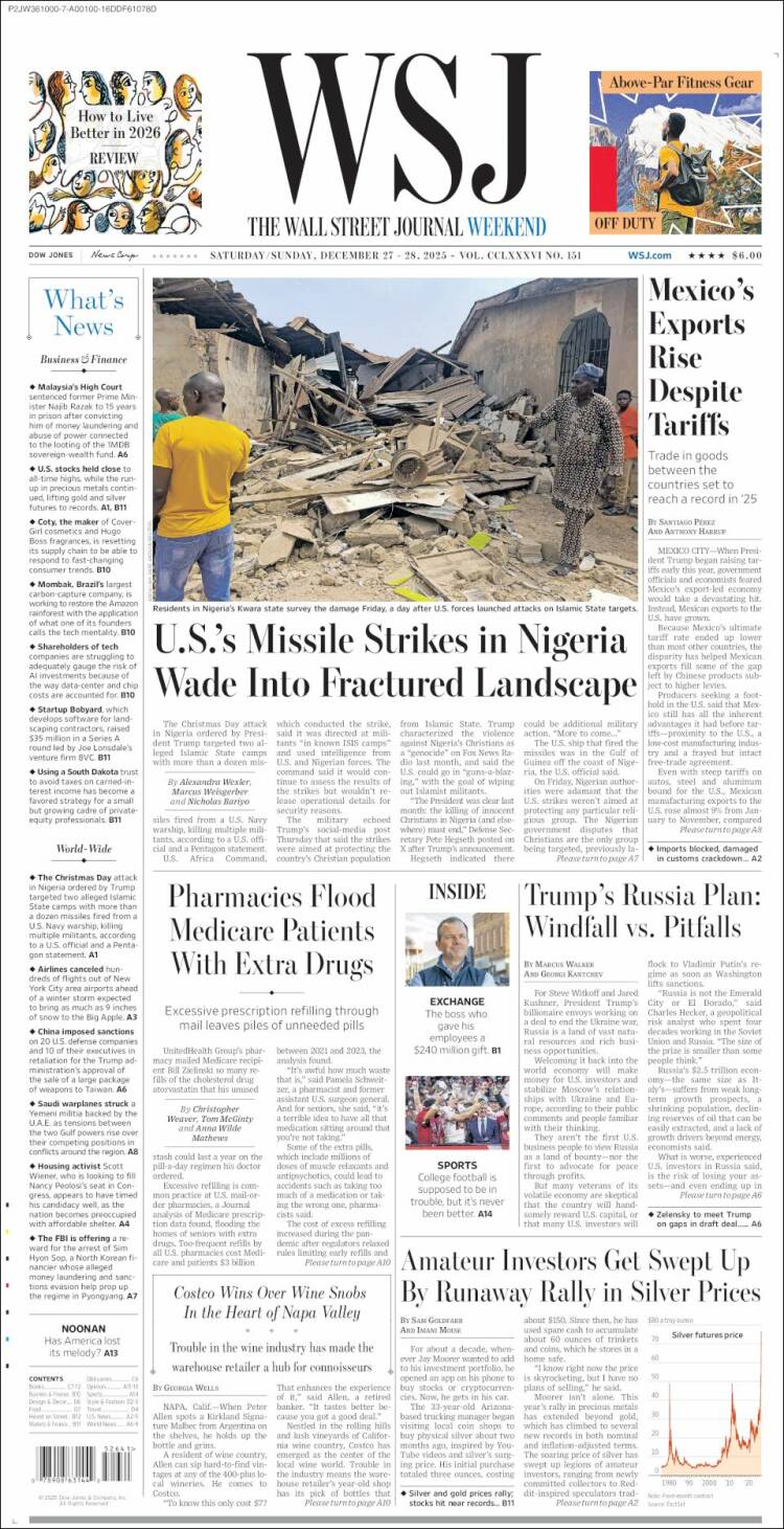 Portada de Wall Street Journal (USA)