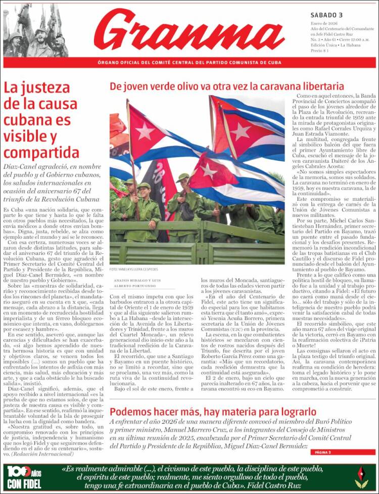 Portada de Granma (Cuba)