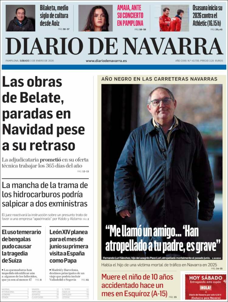 Portada de Diario de Navarra (Espa&ntilde;a)