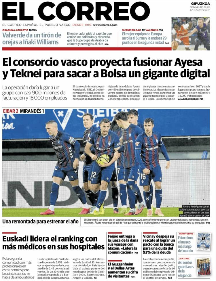 Portada de El Correo - Guipuzcoa (Espa&ntilde;a)