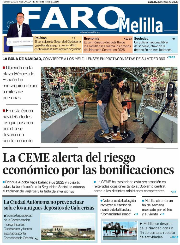 Portada de El Faro de Melilla (Espa&ntilde;a)