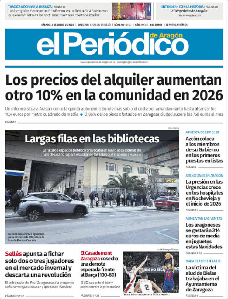 Portada de El Periódico de Aragón (Espa&ntilde;a)