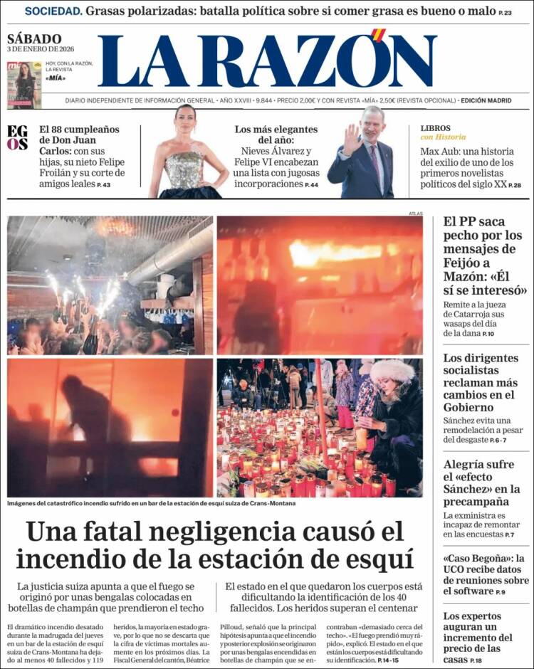 Portada de La Razón (Espa&ntilde;a)