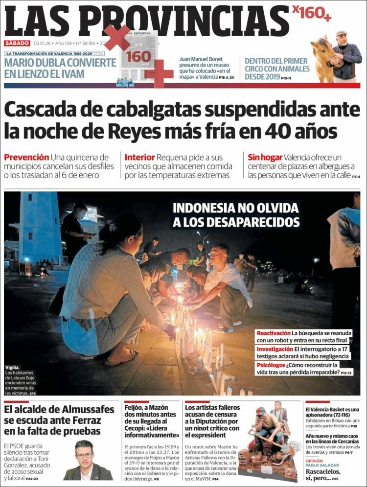 Portada de Las Provincias (Espa&ntilde;a)