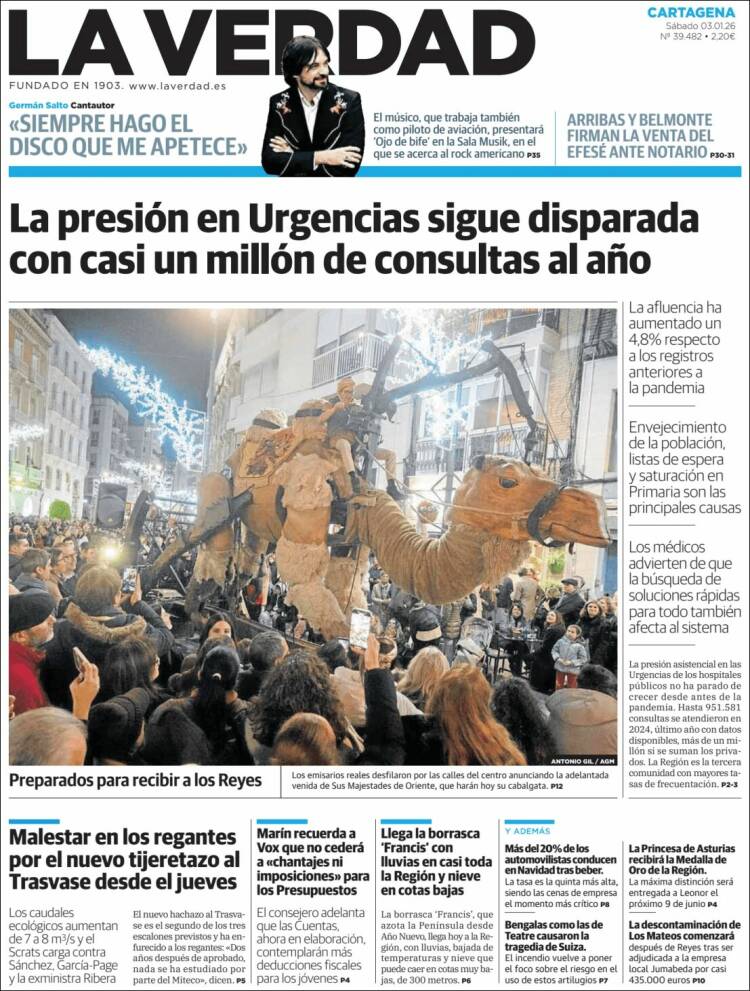 Portada de La Verdad de Cartagena (Espa&ntilde;a)