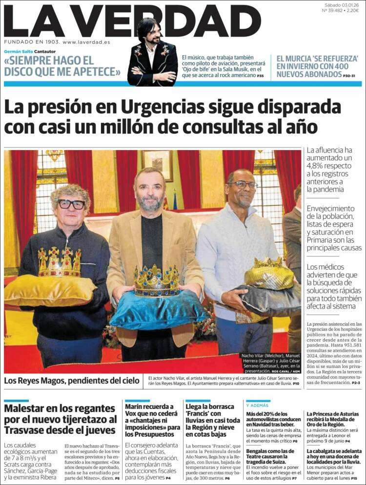 Portada de La Verdad de Murcia (Espa&ntilde;a)