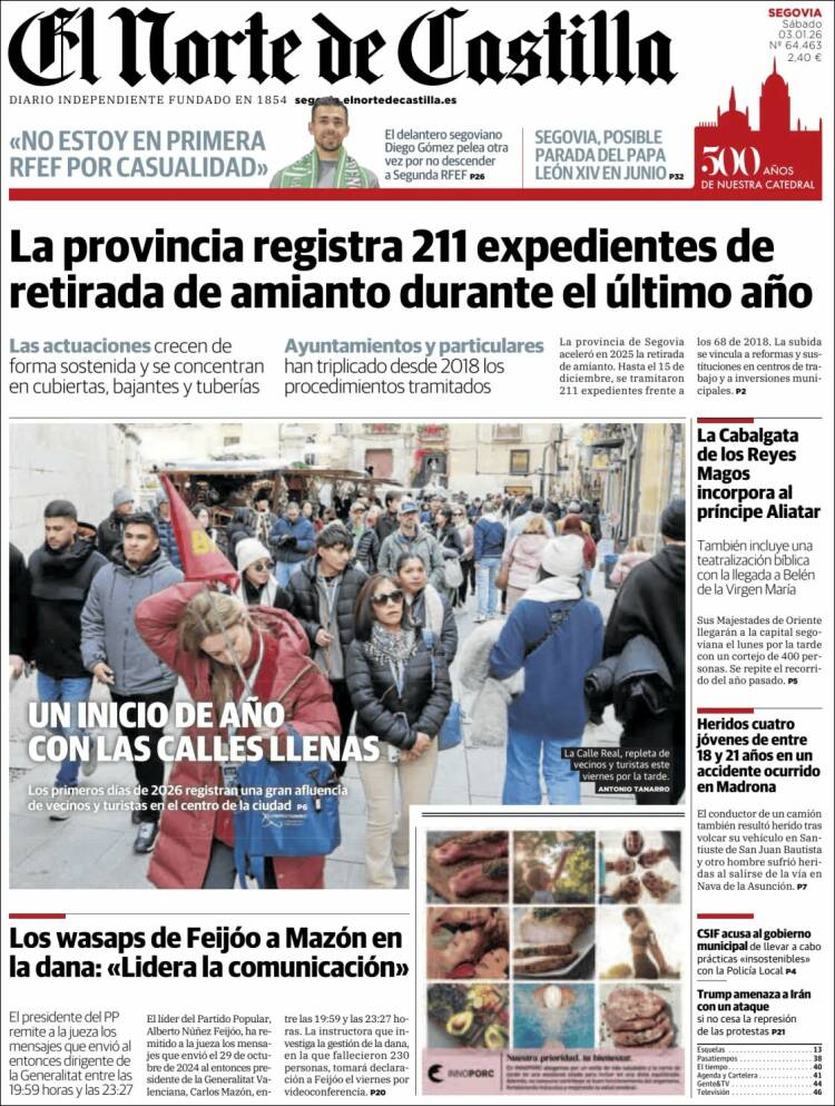 Portada de Norte de Castilla - Segovia (Espa&ntilde;a)