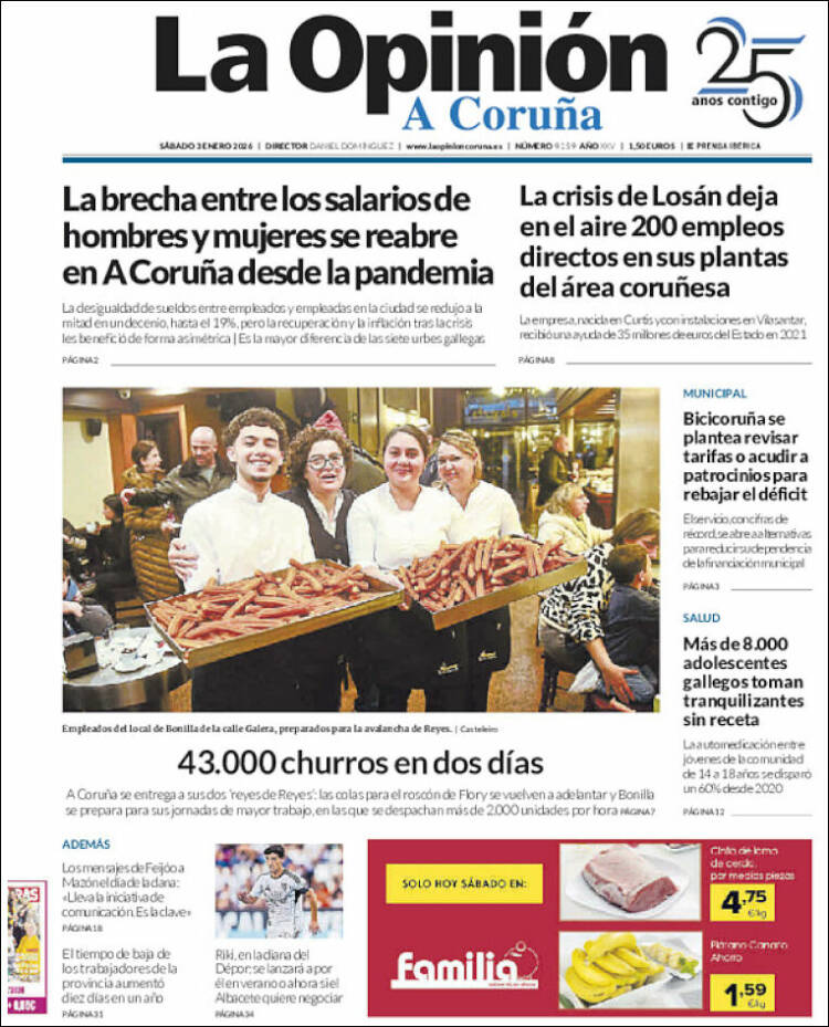 Portada de La Opinión de A Coruña (Espa&ntilde;a)