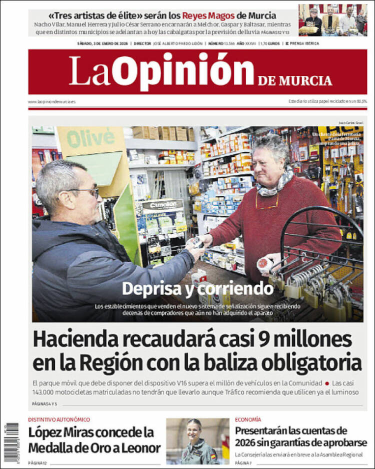 Portada de La Opinión de Murcia (Espa&ntilde;a)