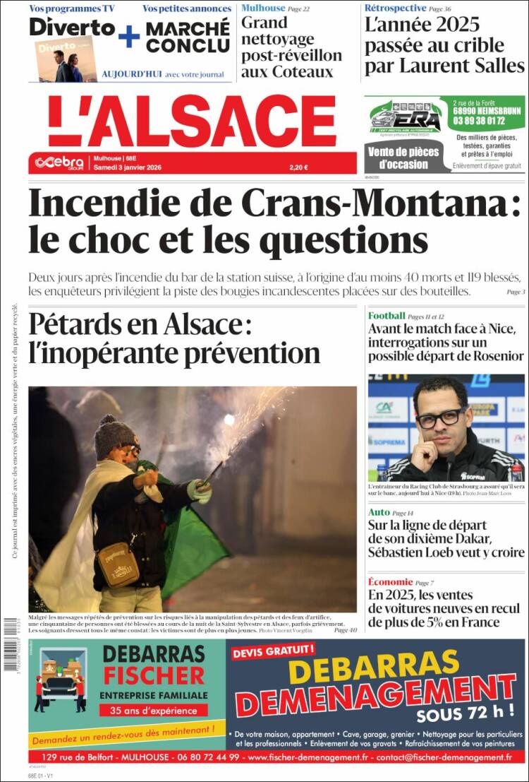 Portada de Journal L'Alsace (Francia)