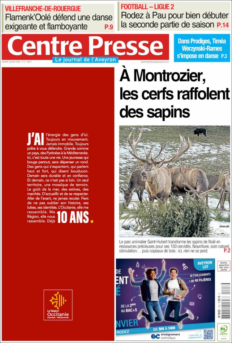 Portada de Centre Presse (Francia)