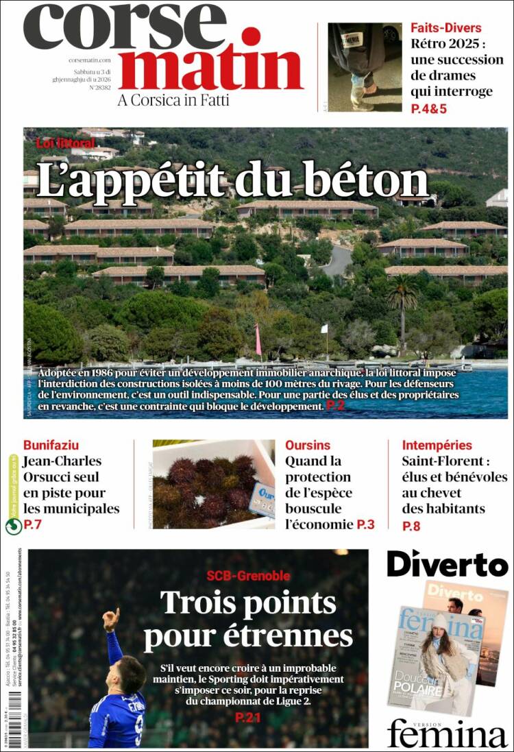 Portada de Corse-Matin (Francia)