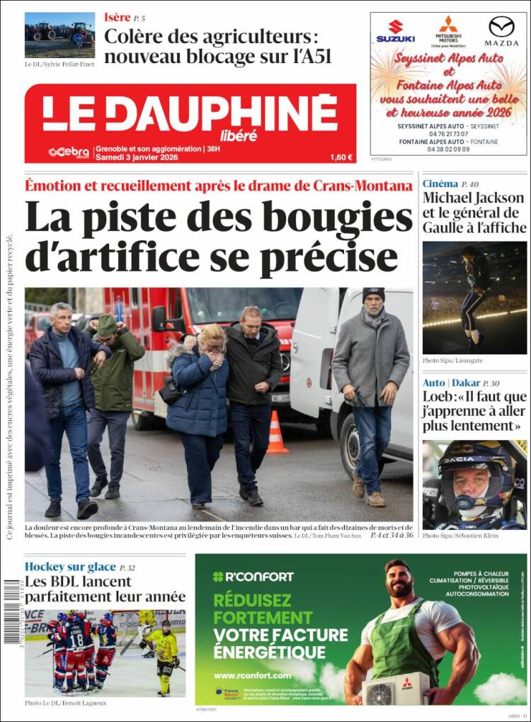 Portada de Le Dauphiné Libéré (Francia)