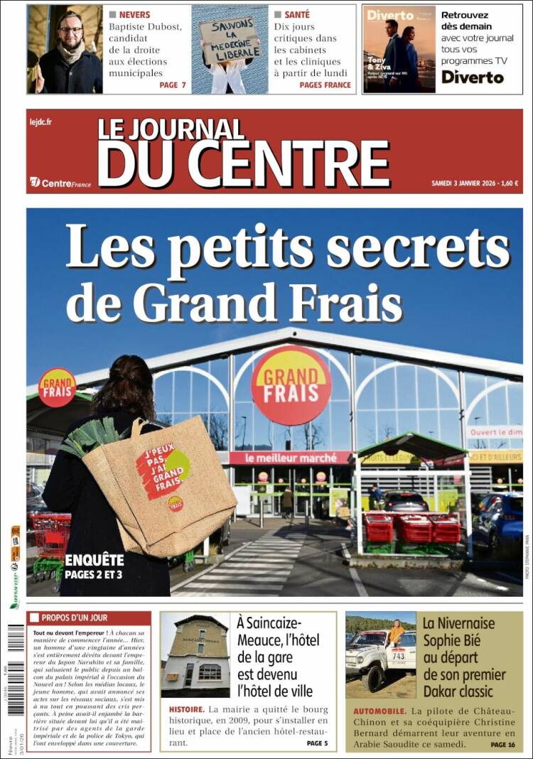 Portada de Le Journal du Centre (Francia)