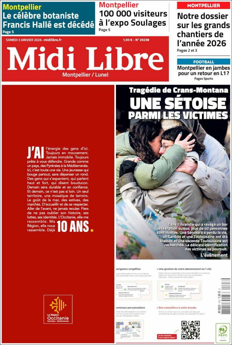 Portada de Midi Libre (Francia)