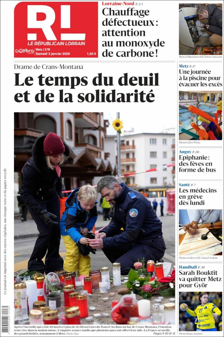 Portada de Le Republicain Lorrain (Francia)
