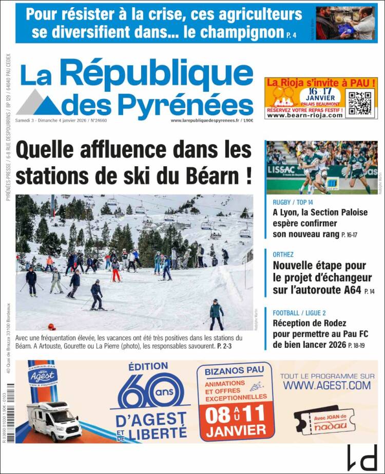 Portada de La République des Pyrénées (Francia)