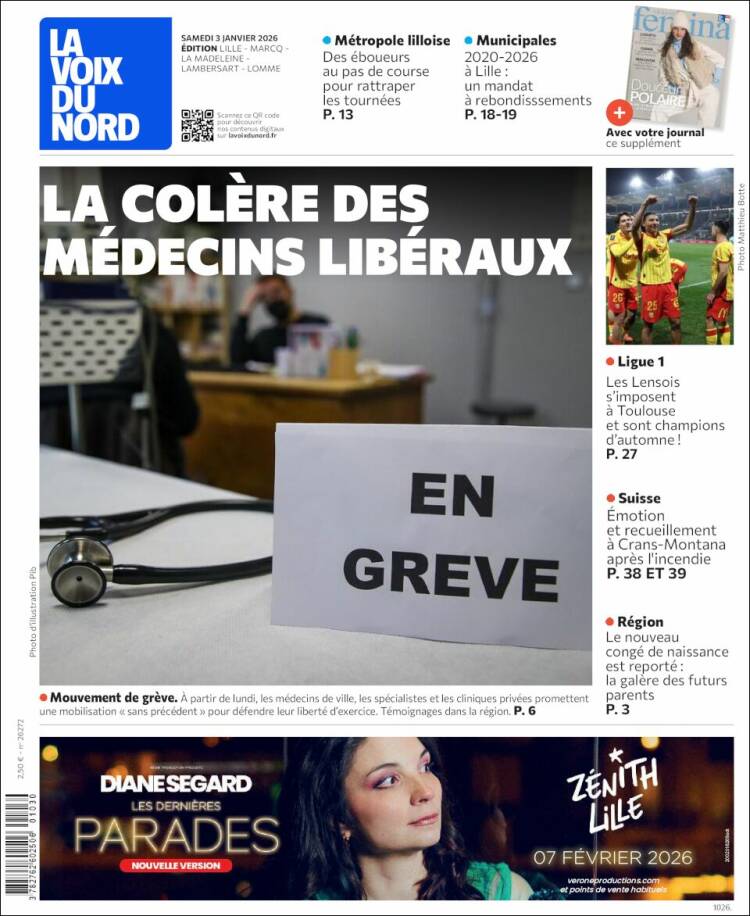 Portada de La Voix du Nord (Francia)