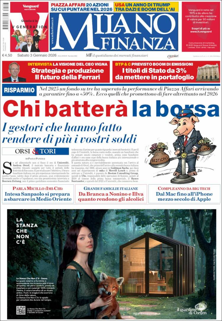 Portada de Milano Finanza (Italia)