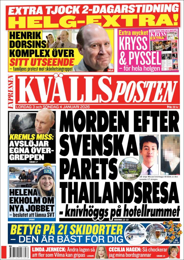 Portada de Kvällsposten (Suecia)